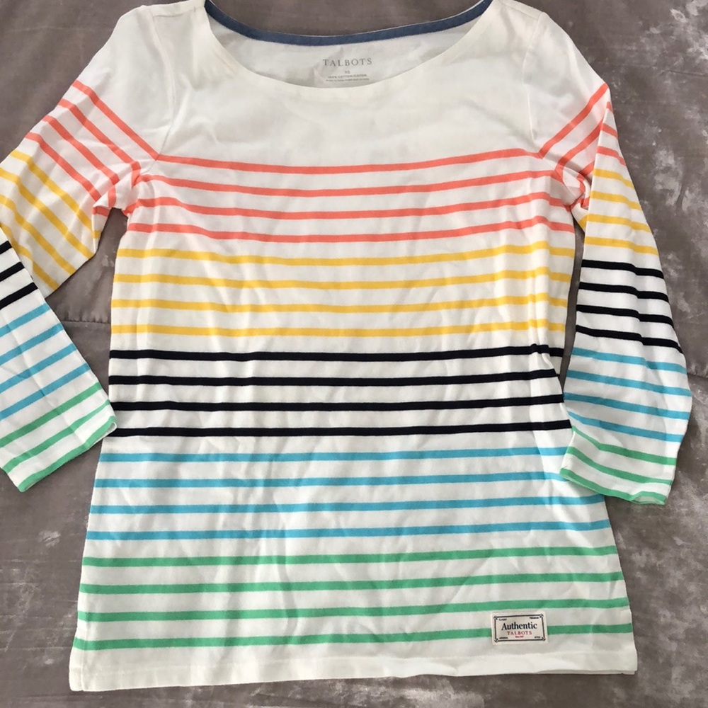 Talbots women’s authentic Talbots tee - Long Beach Stripe XS NWOT